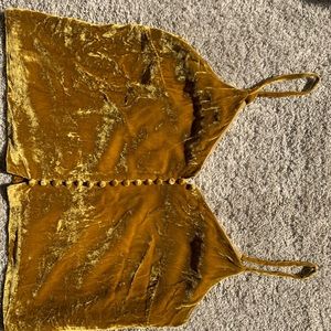 Madewell Goldenrod/mustard velvet tank with buttons